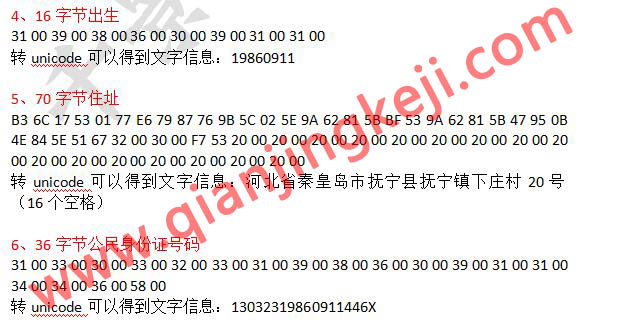 身份證信息解析說明